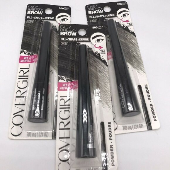 Lot of 3 CoverGirl Easy Breezy Brow Fill+Shape+Define “800 BLACK” Powder Eyebrow - Picture 1 of 5